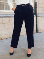 Calça Reta Plus Size Feminina Social com Cinto