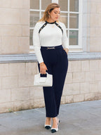 Calça Reta Plus Size Feminina Social com Cinto