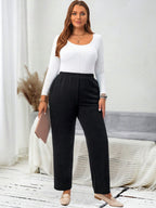 Calça Plus Size Reta com Cintura Elástica