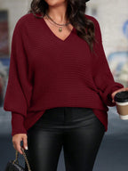 Suéter Feminino Plus Size Longo com Decote V 