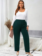Calça Plus Size Reta com Cintura Elástica