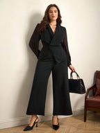 Macacão Feminino Elegante Manga Longa Plus Size