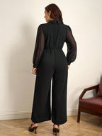 Macacão Feminino Elegante Manga Longa Plus Size
