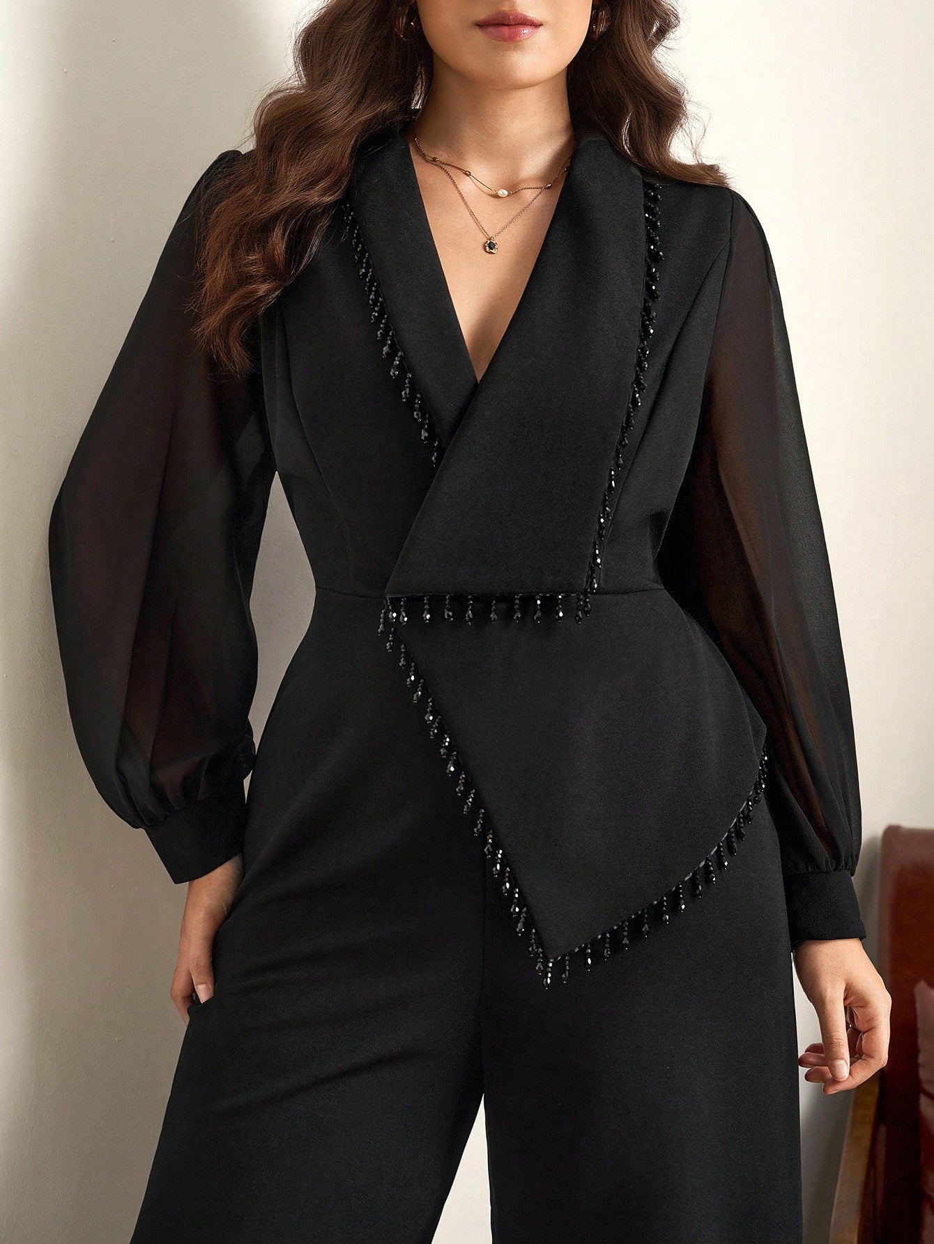 Macacão Feminino Elegante Manga Longa Plus Size