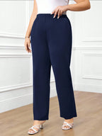 Calça Plus Size Reta com Cintura Elástica