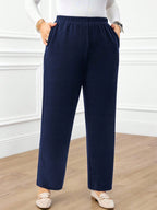 Calça Plus Size Reta com Cintura Elástica