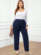 Calça Plus Size Reta com Cintura Elástica