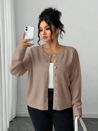 Casaco Cardigan Plus Size Feminino com Botão Vintage