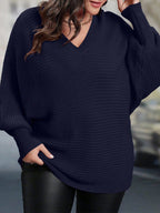 Suéter Feminino Plus Size Longo com Decote V 