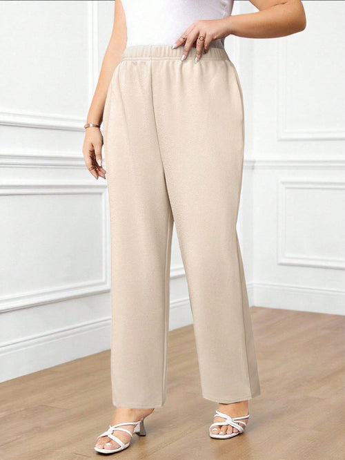 Calça Plus Size Reta com Cintura Elástica