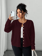 Casaco Cardigan Plus Size Feminino com Botão Vintage
