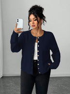 Casaco Cardigan Plus Size Feminino com Botão Vintage
