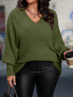 Suéter Feminino Plus Size Longo com Decote V 