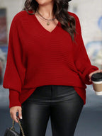 Suéter Feminino Plus Size Longo com Decote V 