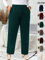 Calça Plus Size Reta com Cintura Elástica