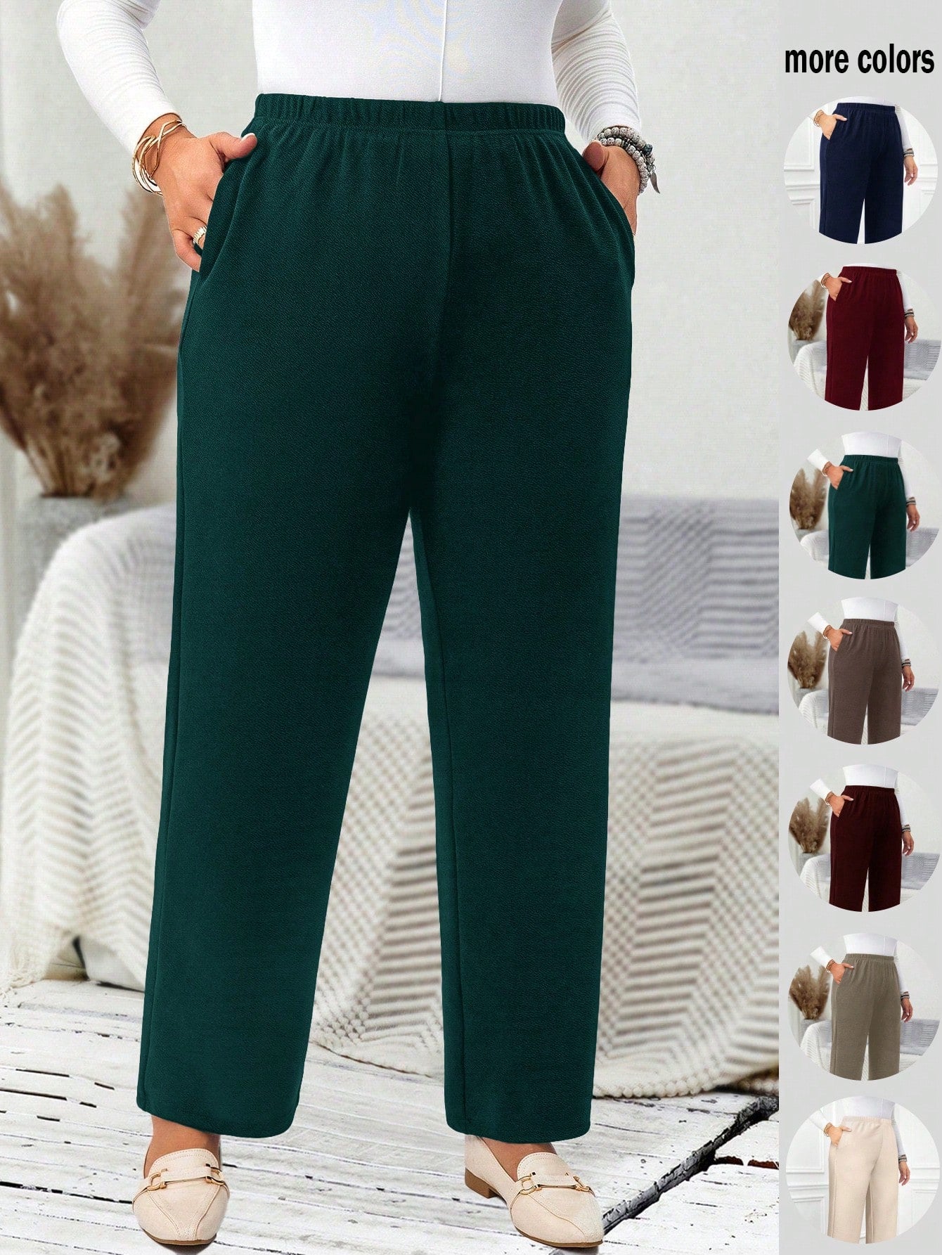 Calça Plus Size Reta com Cintura Elástica