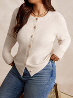 Casaco Cardigan Plus Size Feminino com Botão Vintage