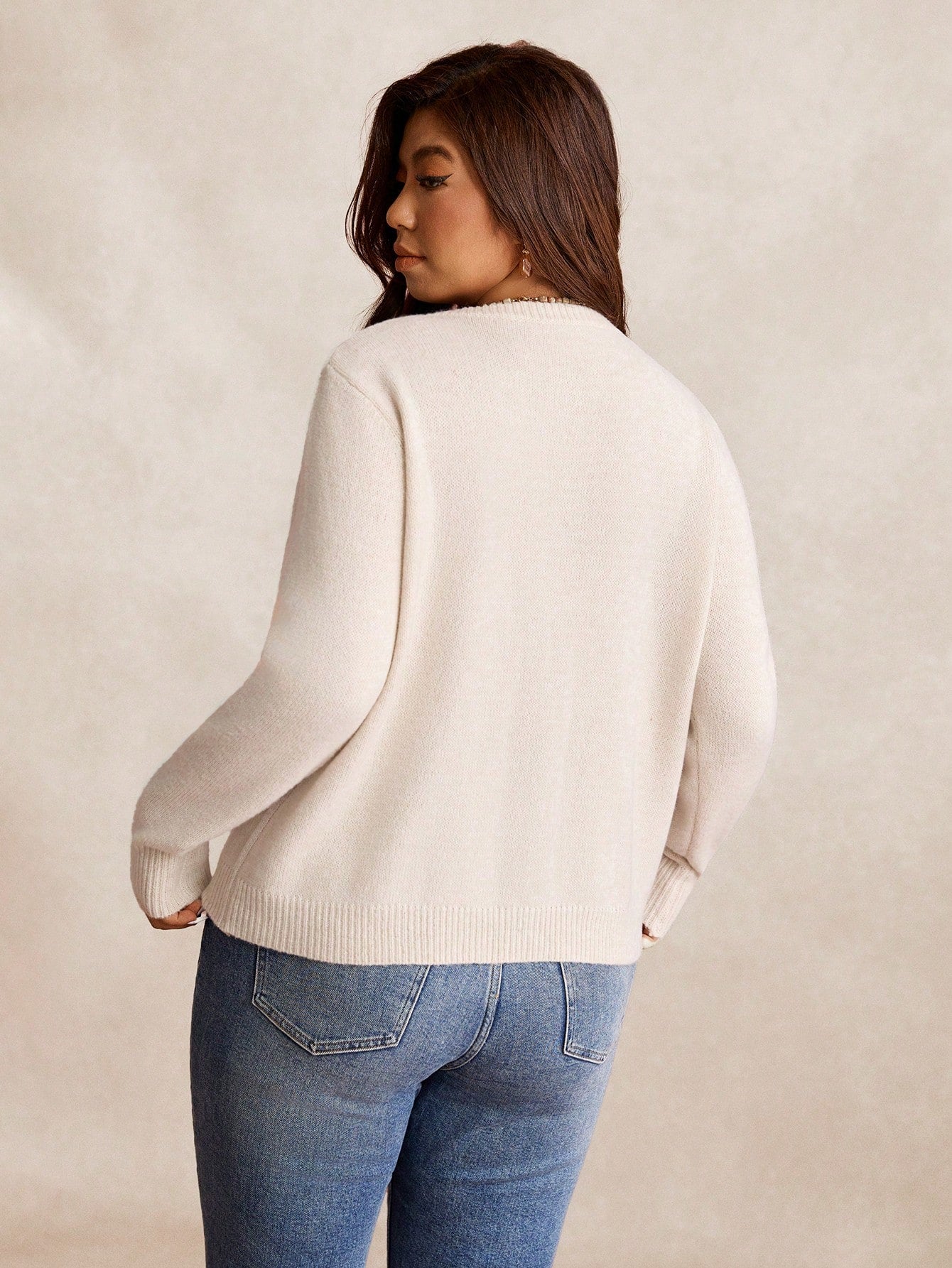 Casaco Cardigan Plus Size Feminino com Botão Vintage