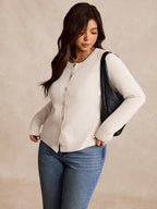 Casaco Cardigan Plus Size Feminino com Botão Vintage
