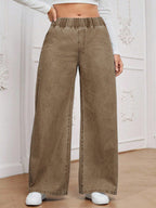 Calça Jeans Pantalona Plus Size Feminina com Cintura Elástica