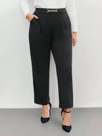 Calça Reta Plus Size Feminina Social com Cinto