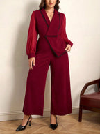 Macacão Feminino Elegante Manga Longa Plus Size