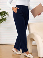 Calça Plus Size Reta com Cintura Elástica