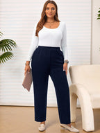 Calça Plus Size Reta com Cintura Elástica