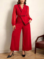 Macacão Feminino Elegante Manga Longa Plus Size
