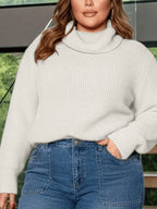 Suéter Plus Size Feminino Tricô Gola Alta