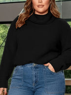 Suéter Plus Size Feminino Tricô Gola Alta