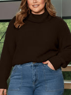 Suéter Plus Size Feminino Tricô Gola Alta