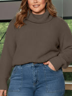 Suéter Plus Size Feminino Tricô Gola Alta
