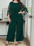 Conjunto Elegante Plus Size Feminino Calça e Blusa Meia Manga