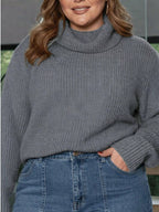 Suéter Plus Size Feminino Tricô Gola Alta