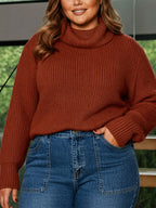 Suéter Plus Size Feminino Tricô Gola Alta