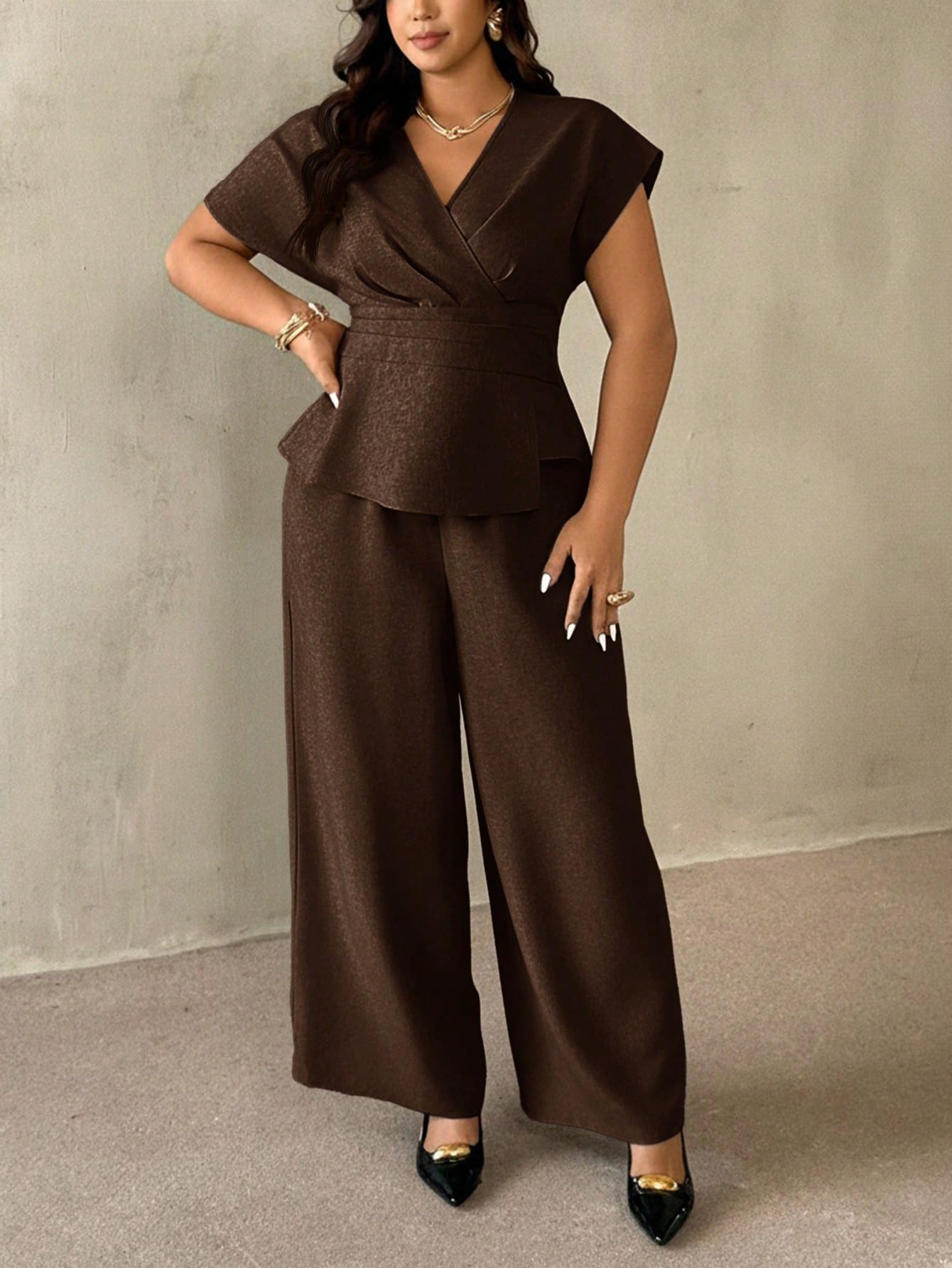 Conjunto Social Plus Size Feminino Blusa e Calça
