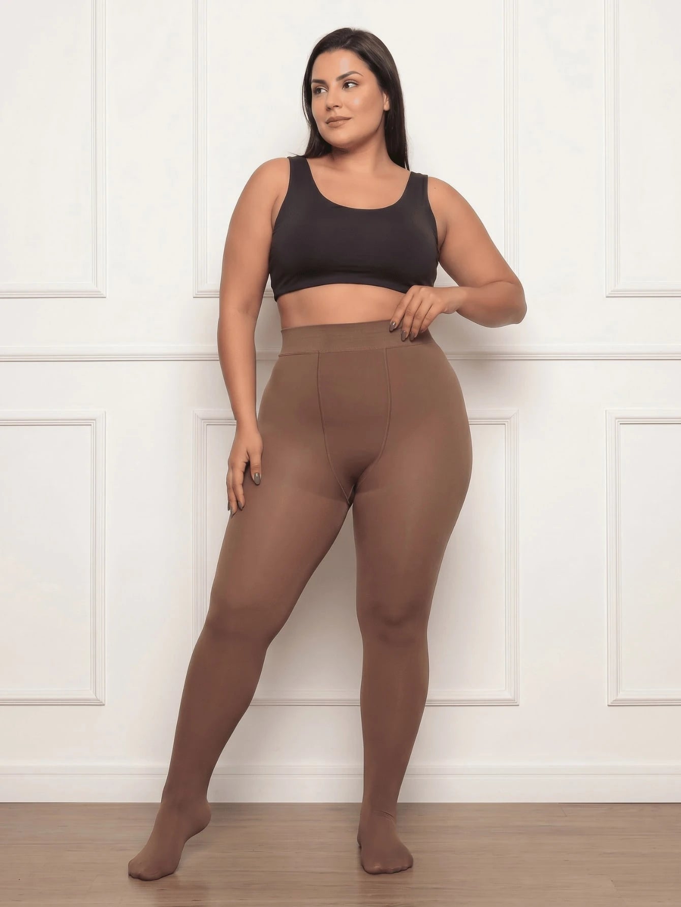Meia Calça Peluciada Translúcida Plus Size