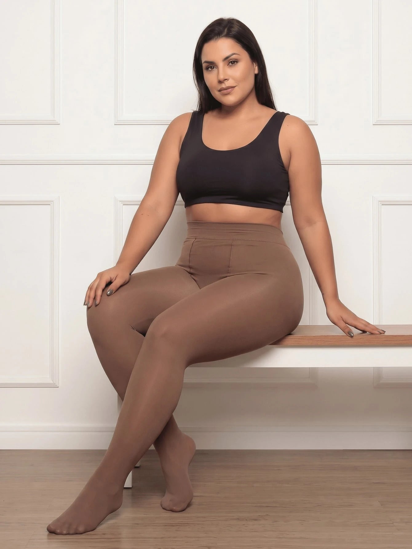 Meia Calça Peluciada Translúcida Plus Size