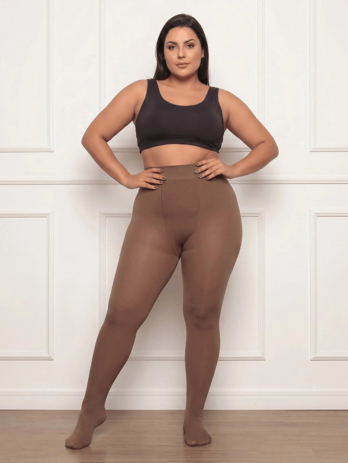 Meia Calça Peluciada Translúcida Plus Size