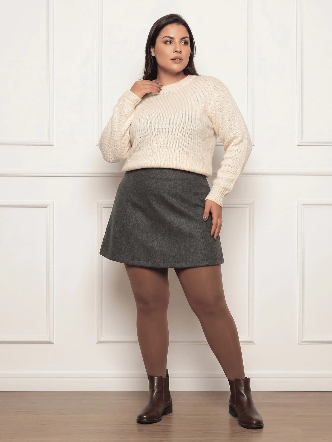 Meia Calça Peluciada Translúcida Plus Size