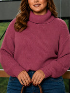 Suéter Plus Size Feminino Tricô Gola Alta