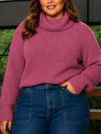 Suéter Plus Size Feminino Tricô Gola Alta