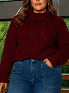 Suéter Plus Size Feminino Tricô Gola Alta