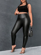 Calça Legging de Couro Plus Size