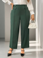 Calça Plus Size Social Reta com Cintura Alta