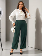 Calça Plus Size Social Reta com Cintura Alta