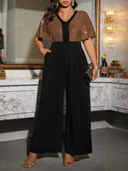 Macacão Plus Size Pantalona Elegante com Brilho