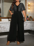 Macacão Plus Size Pantalona Elegante com Brilho
