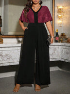 Macacão Plus Size Pantalona Elegante com Brilho
